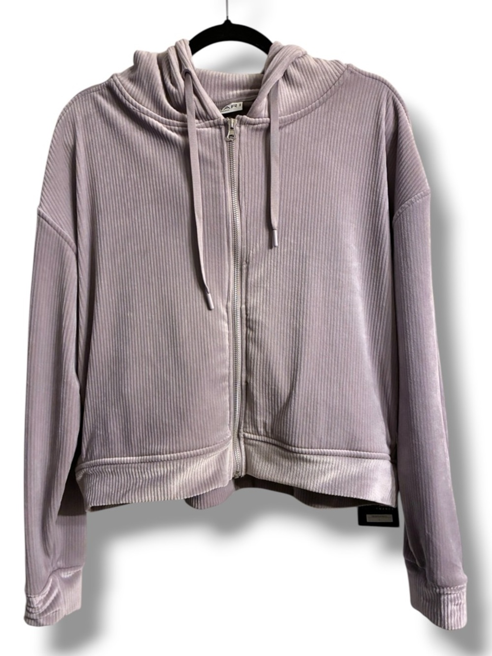 ✨ Tahari Performance Cropped Hoodie Zip Up Jacket Blush Pink Ribbed Soft L